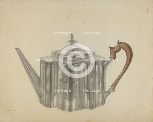 Silver Teapot, c. 1938. Creator: Michael Fenga.