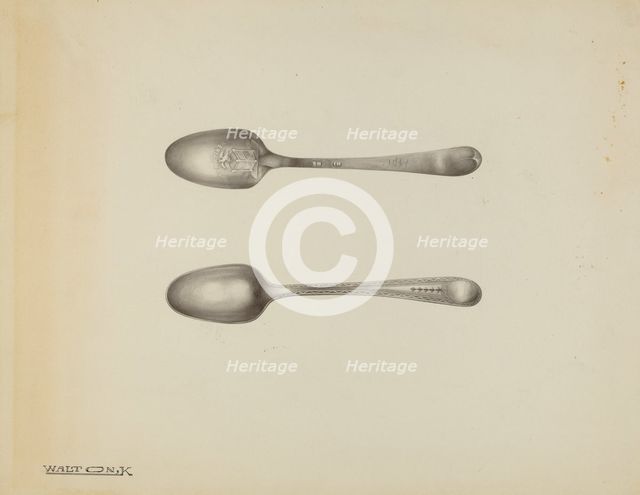 Silver Teaspoon, c. 1938. Creator: Kalamian Walton.