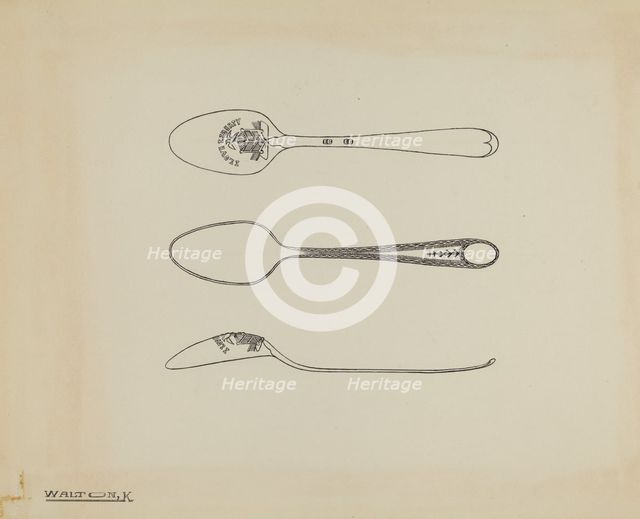 Silver Teaspoon, c. 1938. Creator: Kalamian Walton.