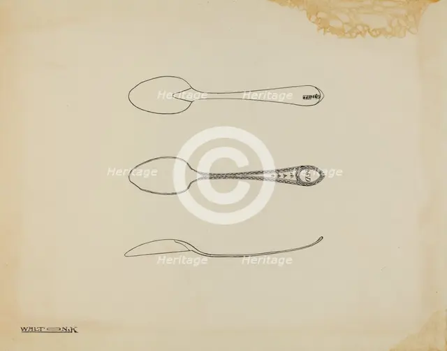 Silver Teaspoon, c. 1938. Creator: Kalamian Walton.