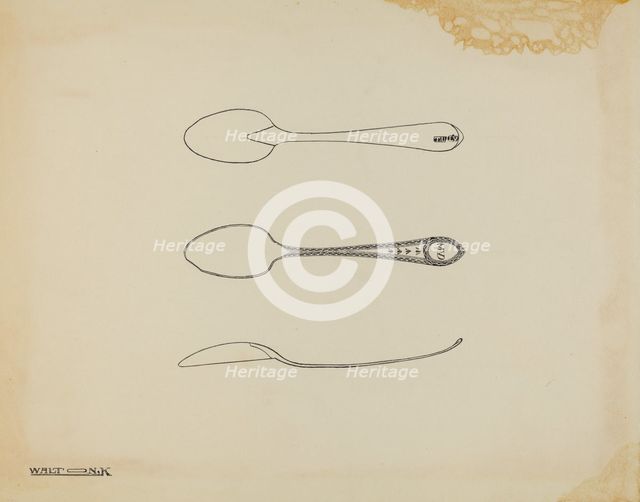 Silver Teaspoon, c. 1938. Creator: Kalamian Walton.