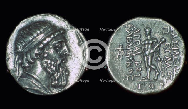 Silver tetradrachm of Mithradates I, Parthian, from Iran, 171-138 BC. Artist: Unknown