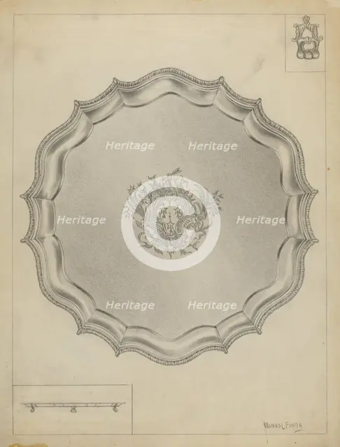 Silver Tray, 1935/1942. Creator: Michael Fenga.