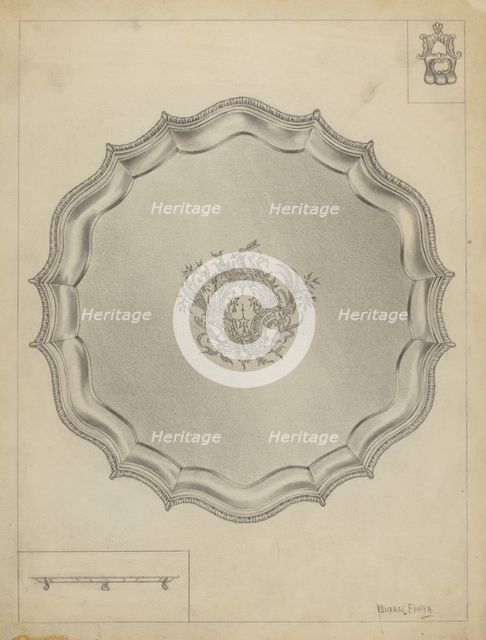 Silver Tray, 1935/1942. Creator: Michael Fenga.