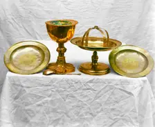 Silver vessels, in the vestry of the Ipatievsky Monastery, Kostroma, 1911. Creator: Sergey Mikhaylovich Prokudin-Gorsky