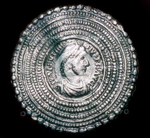 Silver viking disc-brooch, imitating a byzantine coin possibly originating in York. Artist: Unknown