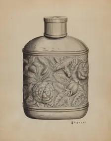 Silver Whiskey Flask, c. 1937. Creator: Robert Stewart