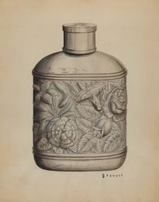 Silver Whiskey Flask, c. 1937. Creator: Robert Stewart