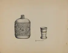 Silver Whiskey Flask, c. 1937. Creator: Robert Stewart