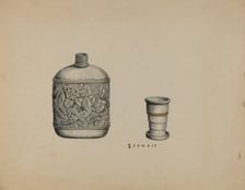 Silver Whiskey Flask, c. 1937. Creator: Robert Stewart