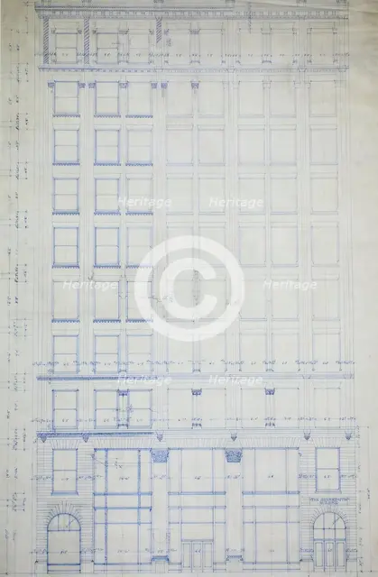 Silversmith Building, Chicago, Illinois, Elevation, 1896. Creator: Daniel Burnham.