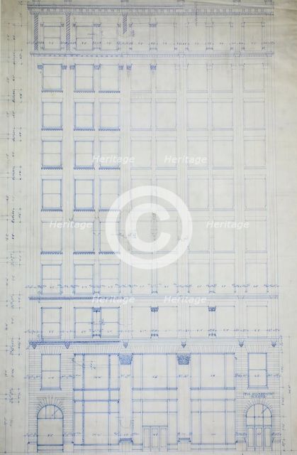 Silversmith Building, Chicago, Illinois, Elevation, 1896. Creator: Daniel Burnham.