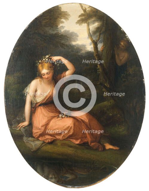 Silvia, decorating herself with flowers while observed by Daphne, 1783. Creator: Kauffmann, Angelika (1741-1807).