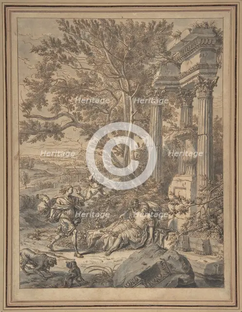 Silvio Approaches Dorinda whom He Has Wounded with an Arrow..., ca. 1700. Creator: Richard van Orley.