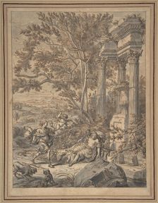 Silvio Approaches Dorinda whom He Has Wounded with an Arrow..., ca. 1700. Creator: Richard van Orley