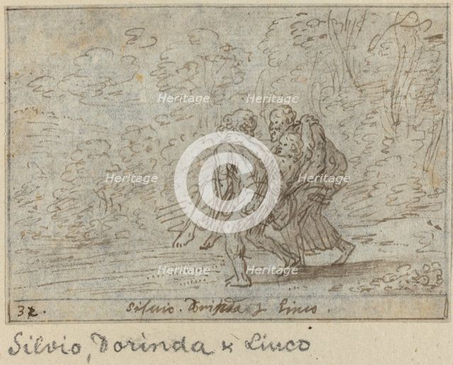Silvio, Dorinda and Linco, 1640. Creator: Johann Wilhelm Baur.
