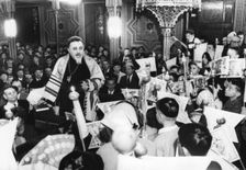 Simchat Torah at the Choral Temple, Bucharest, Romania, 1969. Creator: Unknown
