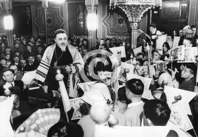 Simchat Torah at the Choral Temple, Bucharest, Romania, 1969. Creator: Unknown.