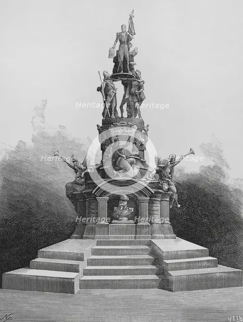 Simón Bolívar, (1783-1830), Venezuelan military and political figure, known as El Libertador, 1883.  Creators: Manuel Nao, Eugenio Vela.