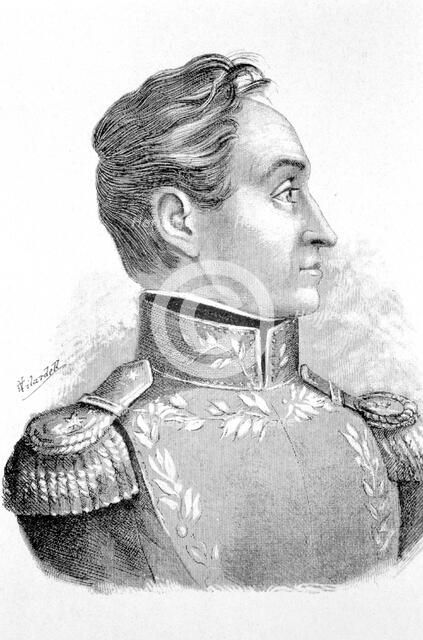 Simon Bolivar 'The Liberator' (1783-1830), military and American independence hero.