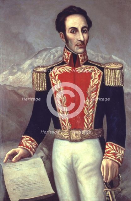 Simon Bolivar 'The Liberator' (1783-1830), military and hero of the American Revolution.
