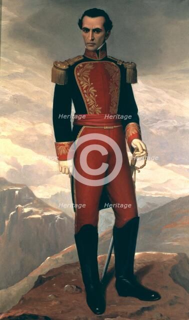 Simon Bolivar 'The Liberator' (1783-1830), military and hero of the American Revolution.