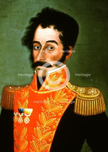 Simon Bolivar 'El Libertador' (1783-1830), soldier and hero of the American Revolution.