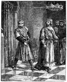 Simon de Montfort quarrelling with Henry III, 1257, (c1880)