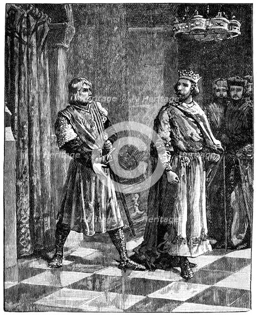 Simon de Montfort quarrelling with Henry III, 1257, (c1880). Artist: Unknown