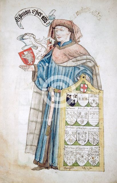 Simon Eyre, Lord Mayor of London 1445-1446, in aldermanic robes, c1450. Artist: Roger Leigh