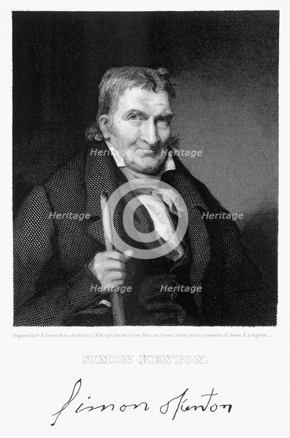 Simon Kenton, American frontiersman, 19th century. Creator: Richard W Dodson.