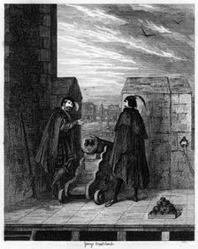 Simon Renard and Winwike the warden on the roof of the White Tower, 1553 (1840).Artist: George Cruikshank