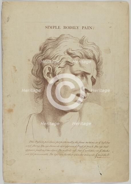 Simple Bodily Pain (from Heads Representing the Various Passions of the Soul; as they are ..., 1765. Creator: Anon.