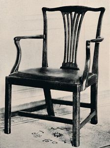 Simple Chippendale Mahogany Arm-Chair with Rail Back and Movable Seat mid 18th century, (1927) . Artists: Edward F Strange, Thomas Chippendale