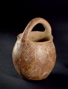 Simple jar with loop handle, PEC C62. Rim A1, Naqada Ic, c3800-3500BC