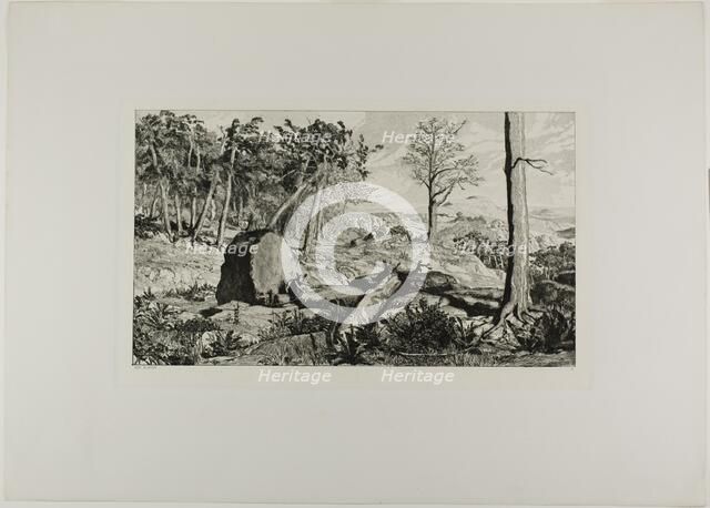 Simplicius in the Solitude of the Forest, plate ten from Intermezzos, 1881. Creator: Max Klinger.