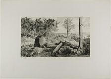 Simplicius in the Solitude of the Forest, plate ten from Intermezzos, 1881. Creator: Max Klinger