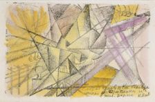 Simultaneous Death in an Airplane and at the Railway, c. 1913. Creator: Malevich, Kasimir Severinovich (1878-1935)