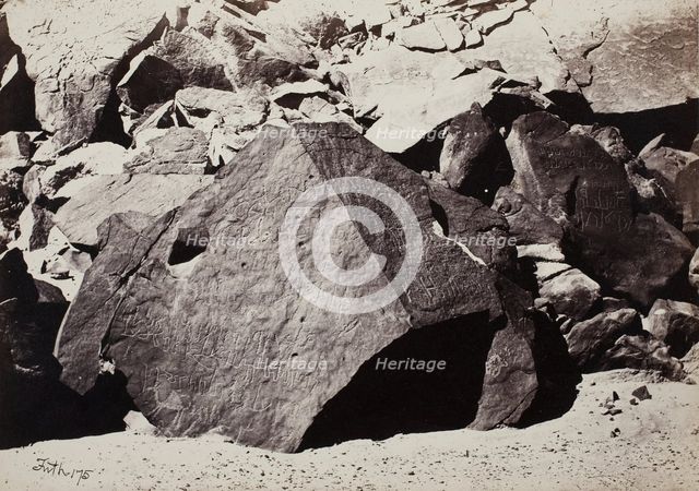 Sinaitic Inscriptions in Wadee El-Mukattab, 1860. Creator: Francis Frith.
