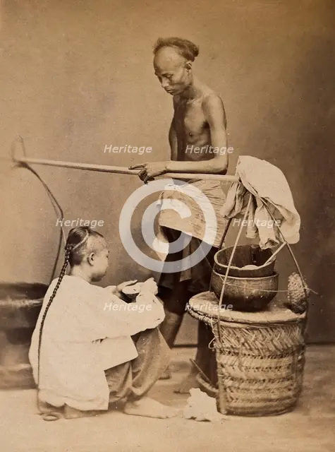 Singapore: a Chinese soup seller, c1880. Creator: John Edmund Taylor.