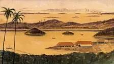 Singapore: a view across part of Blakang Mati Island, 1880. Creator: John Edmund Taylor