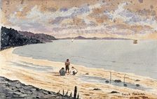 Singapore: a view along the beach at Pasar Panjong, 1879. Creator: John Edmund Taylor