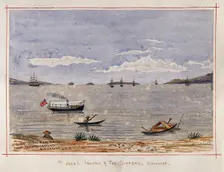 Singapore: St John's Island and The Sisters from the beach at Tanjong Katong, 1879. Creator: John Edmund Taylor