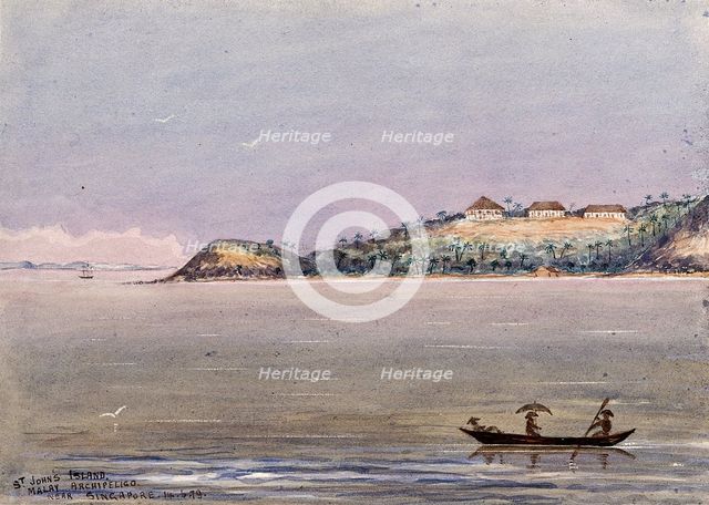 Singapore: the quarantine station on St  John's Island, 1879. Creator: John Edmund Taylor.