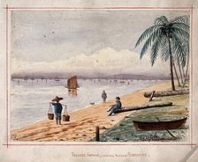 Singapore: view from the beach at Tanjong Katong, 1879. Creator: John Edmund Taylor