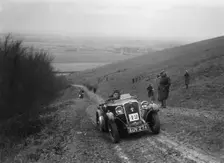 Singer 2-seater sports competing in a trial, Crowell Hill, Chinnor, Oxfordshire, 1930s. Artist: Bill Brunell