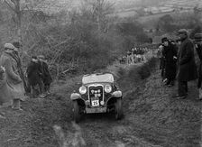 Singer of E Bunn competing in the MG Car Club Midland Centre Trial, 1938. Artist: Bill Brunell