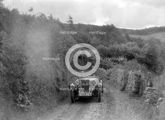 Singer open sports competing in the Mid Surrey AC Barnstaple Trial, 1934. Artist: Bill Brunell.