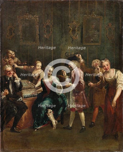Singer at the Spinet with Admirers, 1730s. Creator: Crespi, Giuseppe Maria (1665-1747).