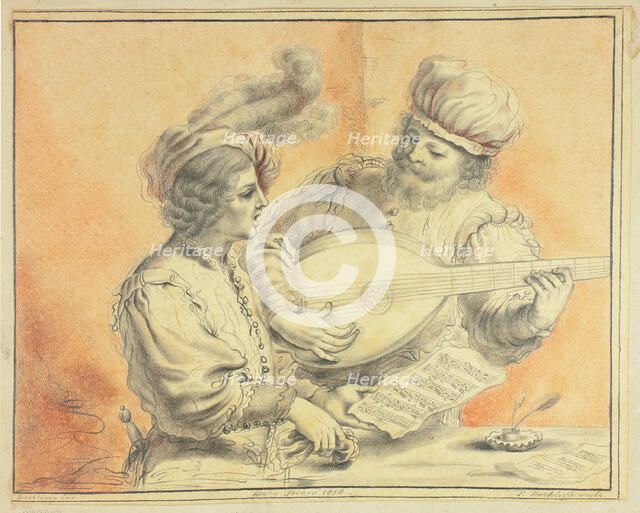 Singer and Lute Player, 1818. Creator: Mary Trevor.